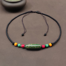 藏式玛瑙九眼天珠锁骨链老玛瑙天珠链男女民族风手工编织横串项链