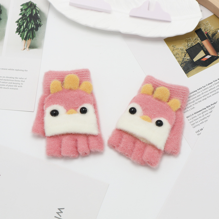 Guantes de invierno de medio dedo para niños niños niños niños niñas estudiantes lindos guantes de peluche de dibujos animados