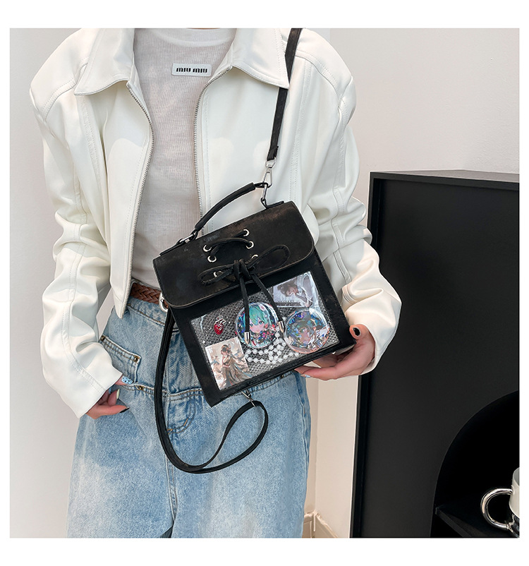 540g Weight Synthetic Leather Lining Material Sewing Thread Fashion Element Magnetic Buckle Closure Type Double Shoulder Straps Strap Type Functional Backpack Bags Type Casual, Daily Occasion Pu Leather Material Women's Backpack Backpack Color Block Pattern All Seasons Season Women's Gender Cute, Streetwear Style Square Shape Color Block Casual Daily Women's Backpack Functional Backpack 9