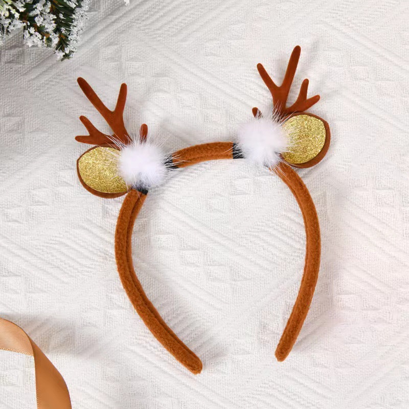 Adorable cabello de Navidad corno de ciervo cinco estrellas cabeza de banda de cabello de Navidad para niños corpos de cabello de decoración accesorios clipes de cabello