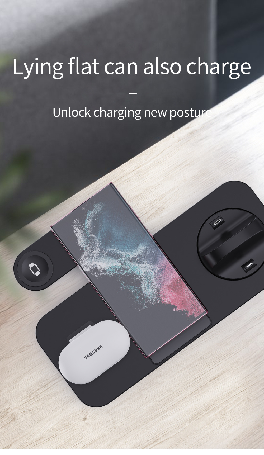 Title 6, Folding Six-in-One Wireless Charging Stand Char...