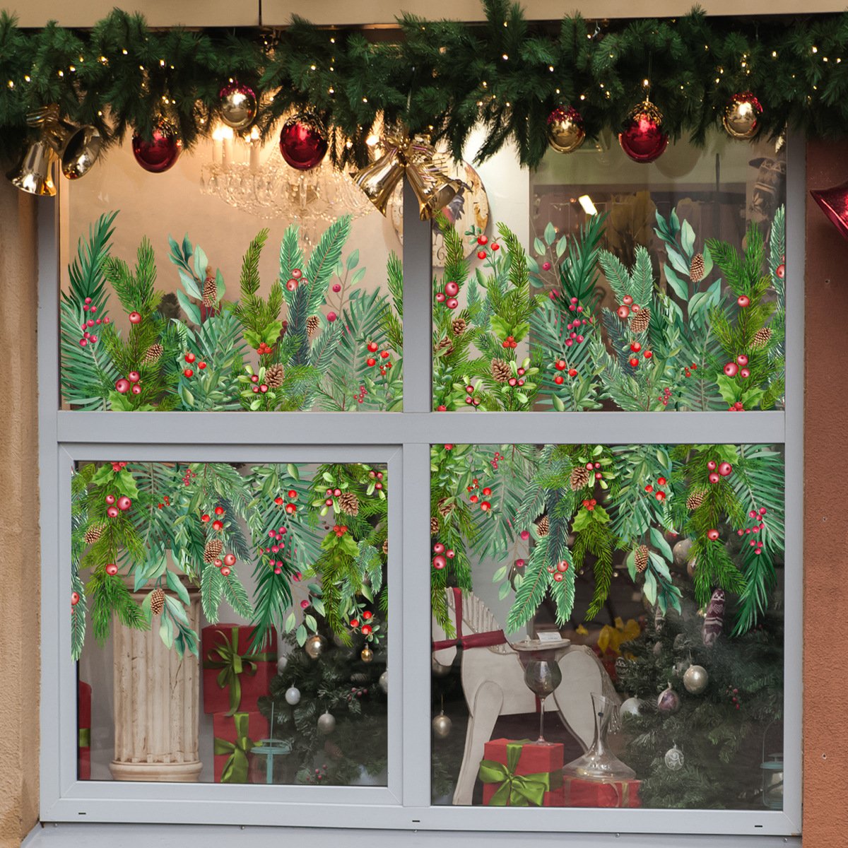 Pine Leaf Wall Sticker For Decorative Window And Glass Doors_voghion.com