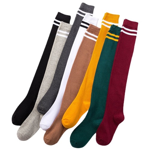Over-the-knee socks for women, spring and autumn slim leg stockings, football socks, two-bar college style long calf socks
