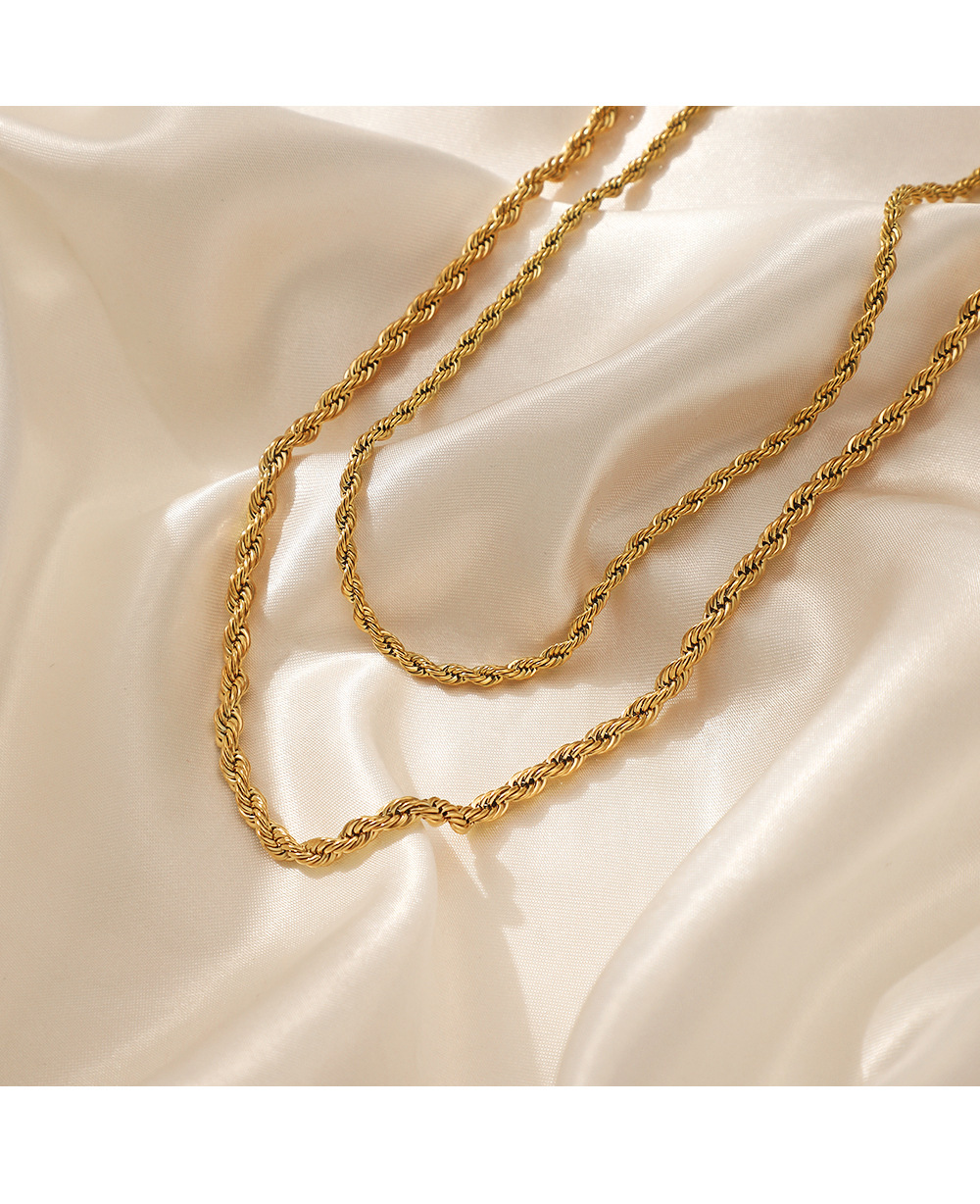 12g Weight PVD Coated Gold Plating Process Necklace Classification Wholesale Jewelry Fashion Twist 304 Stainless Steel Plating Stainless Steel Necklaces