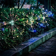 Solar-powered firework light, lawn light, simulated rose lamp, outdoor courtyard garden landscape lamp, dandelion flower lamp