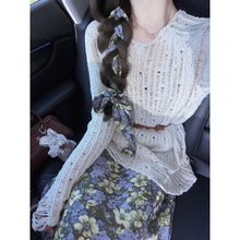 春季穿搭一整套碎花吊带连衣裙外搭针织罩衫配裙子气质两件套装女