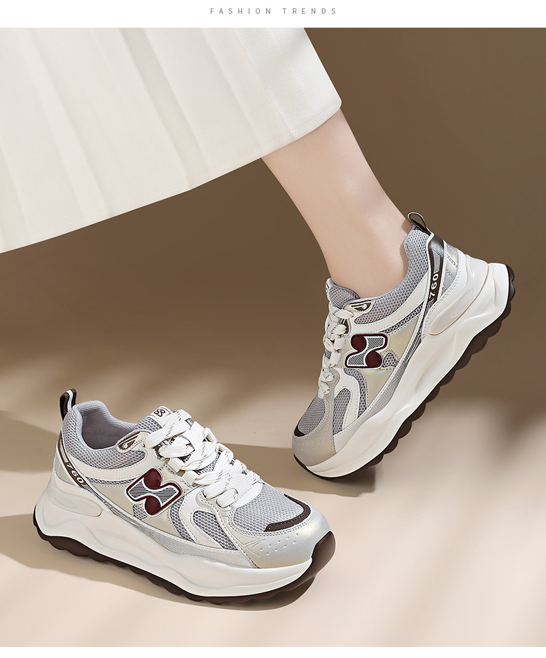 Giày sneaker nữ chạy bộ mesh thoáng khí đế mềm mẫu mới xuân hè 2025 — Trà sữa JST 7055, JST 7055 màu xám, JST 7097 m đen, JST 7036 màu đỏ chi tiết 6