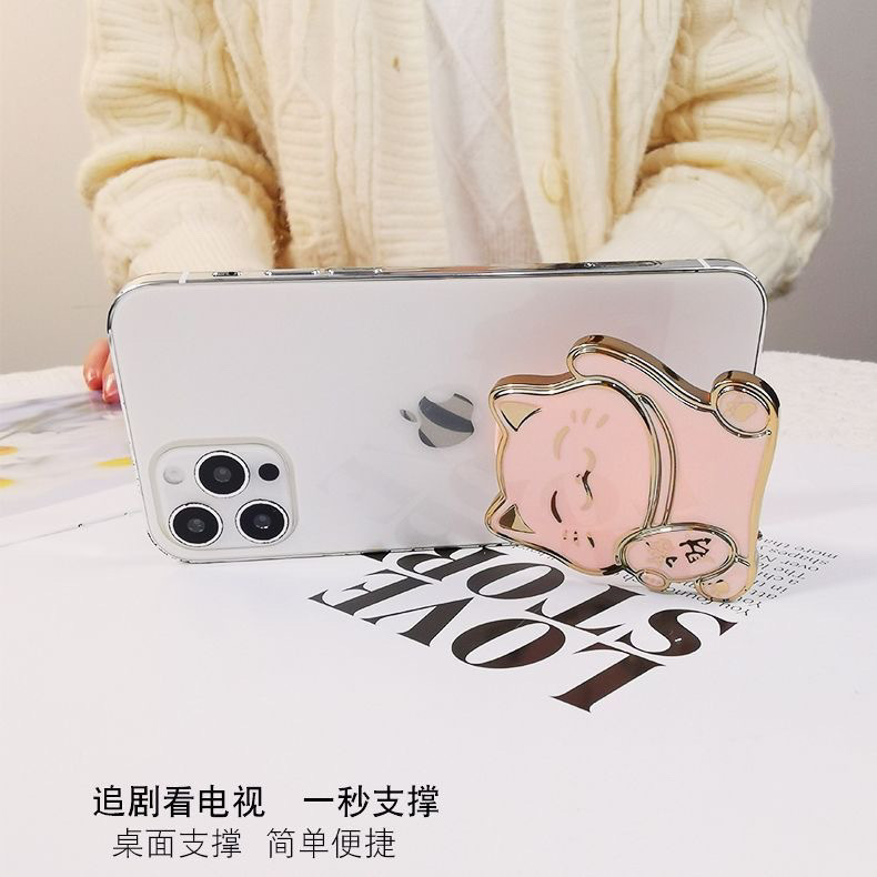 Back-mounted lazy phone holder for men and women, New Year's lucky cat foldable phone holder, adhesive phone stand