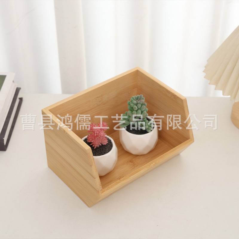 Caja de almacenamiento de madera moderna simple sin cubierta caja de escritorio doméstica caja de acabado de artículos de bambú y madera bocadillos cosméticos caja de madera image 3