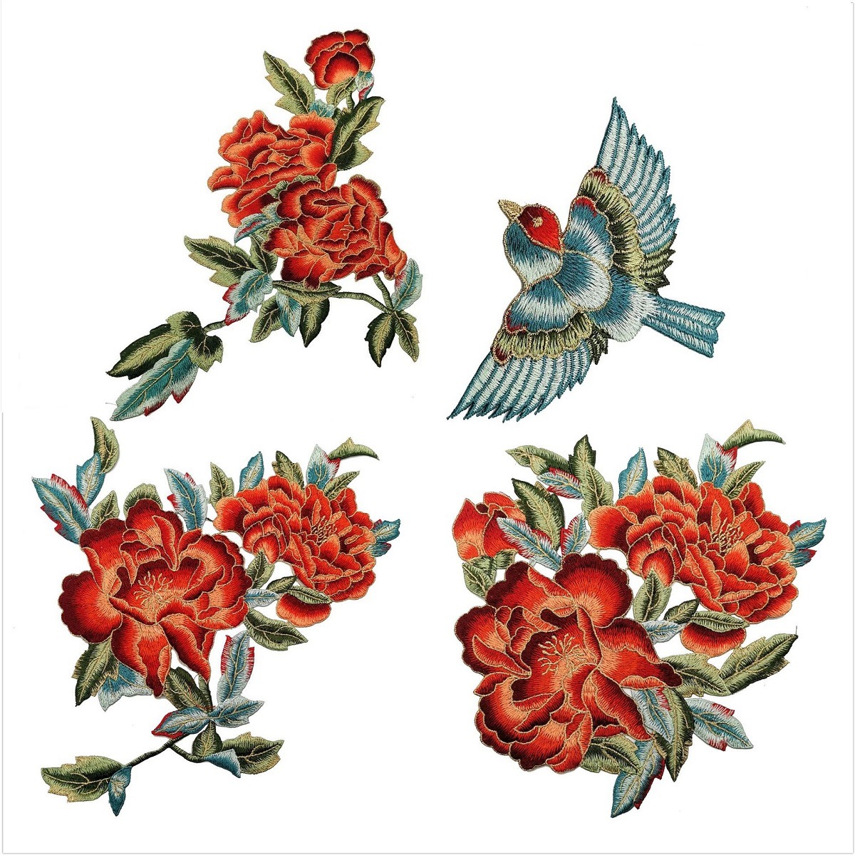 New item factory wholesale high-quality water-soluble 3D colored embroidery transfer for cheongsam evening gown and shawl embroidered fabric sticker