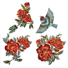 New item factory wholesale high-quality water-soluble 3D colored embroidery transfer for cheongsam evening gown and shawl embroidered fabric sticker