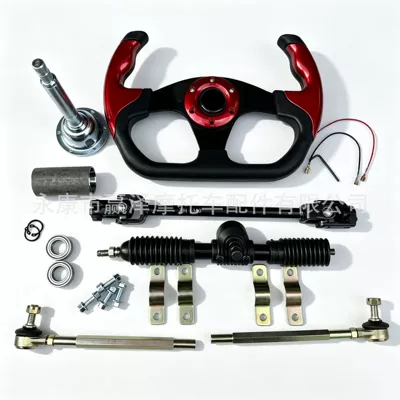 Modified four-wheel electric motorcycle kart accessories: racing steering wheel, steering gear, universal joint rod, ball joint (Steering wheel) - red