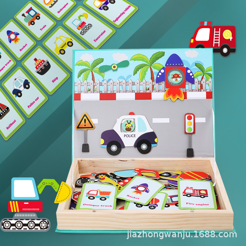 Cross-border Children's Early Education Educational Magnetic Three-dimensional Jigsaw Puzzle Dress-up Game Multi-style Boxed Puzzle Puzzle Toys