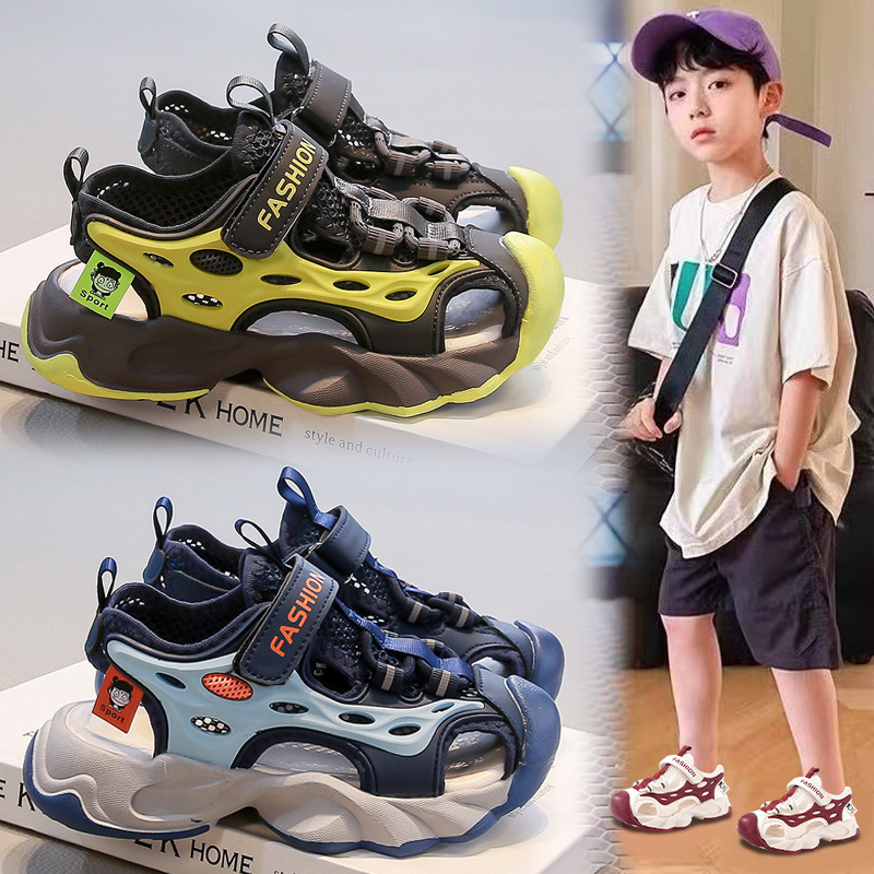 Boys' Sandals 2026 New Summer Soft-Soled Non-Slip Children's Closed-Toe Beach Shoes for Little Boys and Older Kids