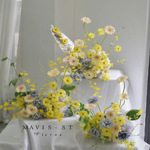 黄色系婚庆主题仿真花材婚礼堂插花玫瑰花绣球假花莫奈花园之窗