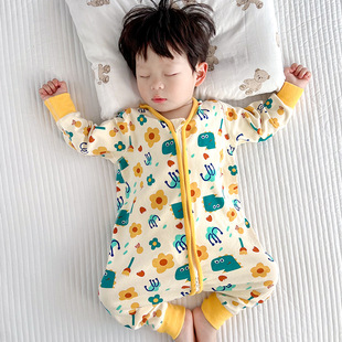 Children's Sleeping Bag Cotton Four Seasons Universal Baby Leg Anti-kick Quilt Artifact Baby Belly Boneless Jumpsuit Spring and Autumn