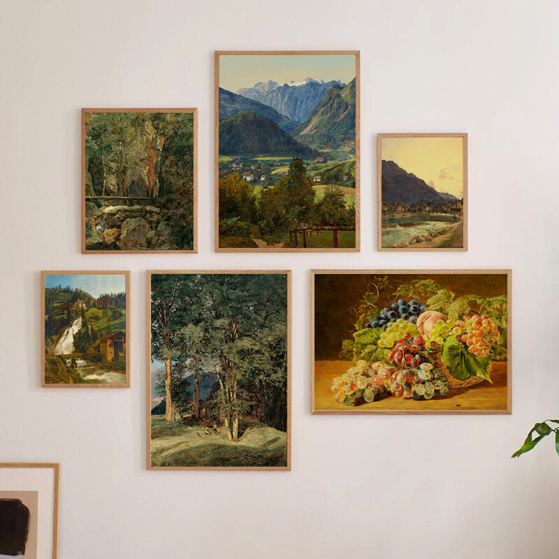 Austrian painter Ferdinand Georg Waldmiller Vintage Art Landscape Hanging Painting Core