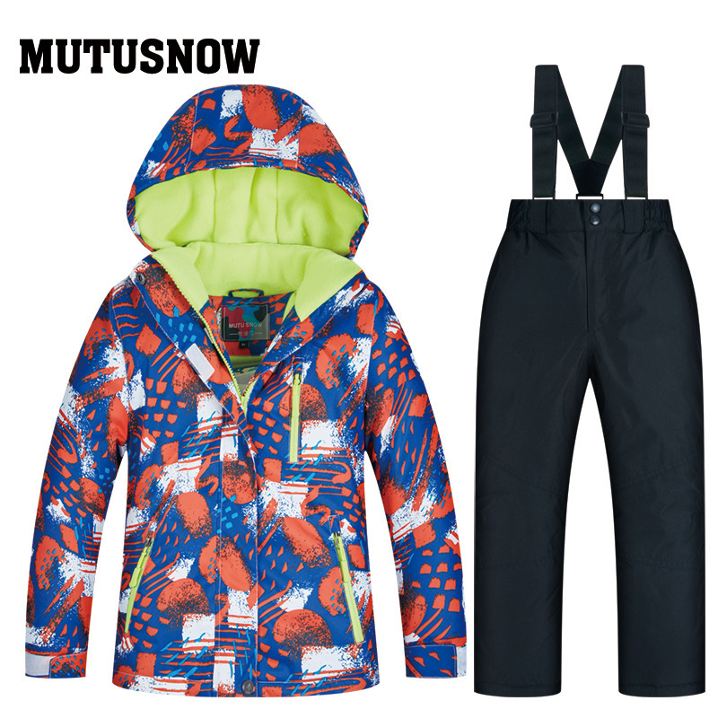 @MutuSnow Children's Ski Suit Set for Boys - Outdoor Waterproof and Warm Ski Clothing and Pants Set - Dropshipping Available