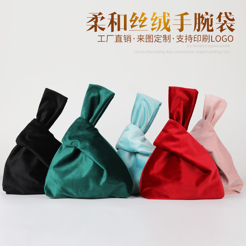 Retro velvet wrist bag Japanese style and wind creative coin bag…