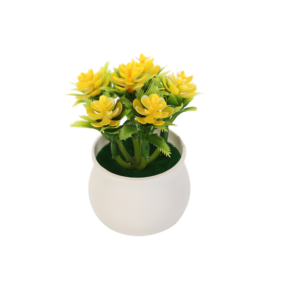 Simulación europea 7 flores de loto bonsai decoración interior de oficina flores falsas en maceta casa sala de estar decoración de escritorio verde
