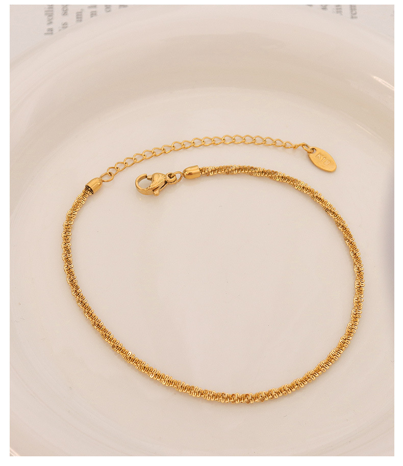 Fashion Ornament Leg Chain Cauliflower Sparkling Summer Anklet Titanium Steel 18K Gold