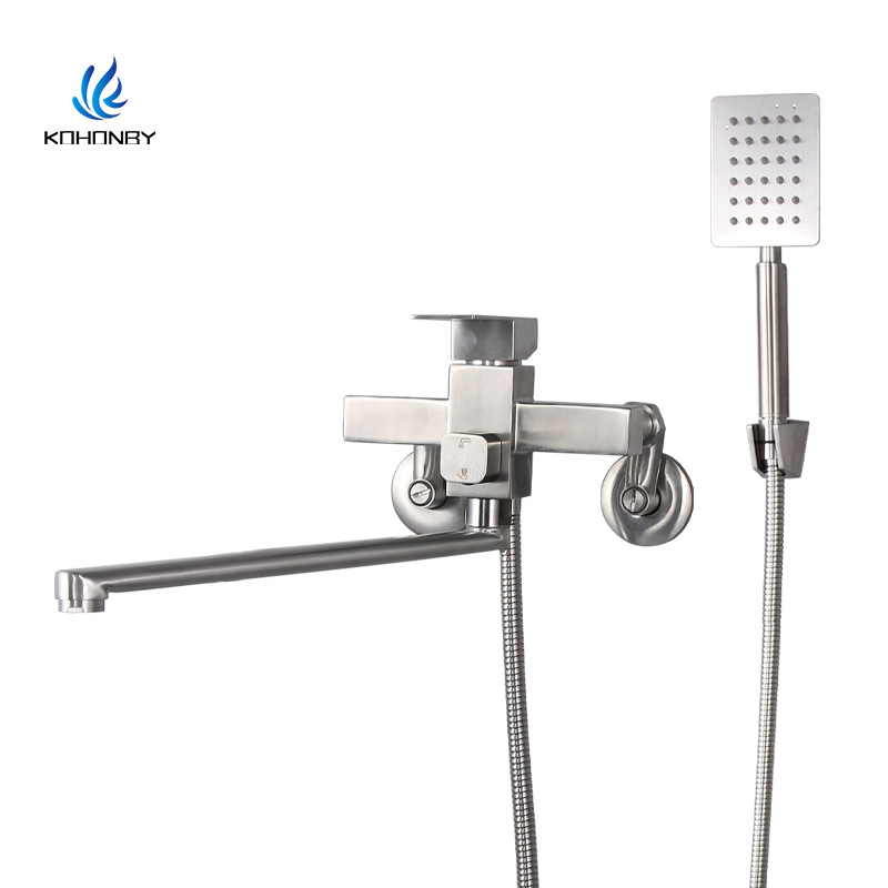 304 stainless steel shower faucet hot and cold bathtub faucet into the wall bathroom triple faucet mixing valve concealed