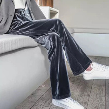 春秋新款金丝绒阔腿裤女宽松百搭潮流直筒裤高腰显瘦垂感休闲裤薄