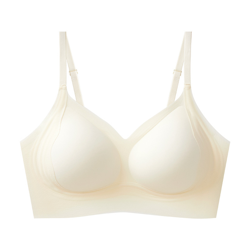 Bra de soporte suave de doble capa de elevación de pecho grande para mostrar ropa interior pequeña para mujeres sin anillo de acero para evitar la caída sin signos de pechos colaterales para mujeres