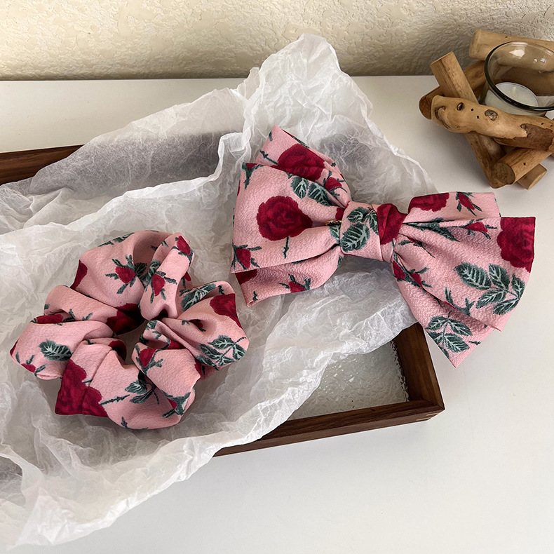 Sweet Flower Cloth Bow Knot Hair Clip Hair Band Hair Tie display picture 2