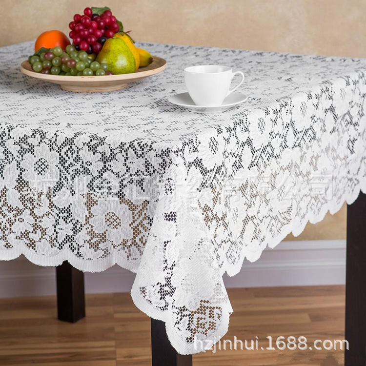 Warp knitted jacquard beige flower pattern rectangular round western table tablecloth spot wholesale