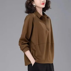 大码棉质衬衫女时尚宽松上衣胖妹妹200斤遮肚显瘦打底衫拼接卫衣