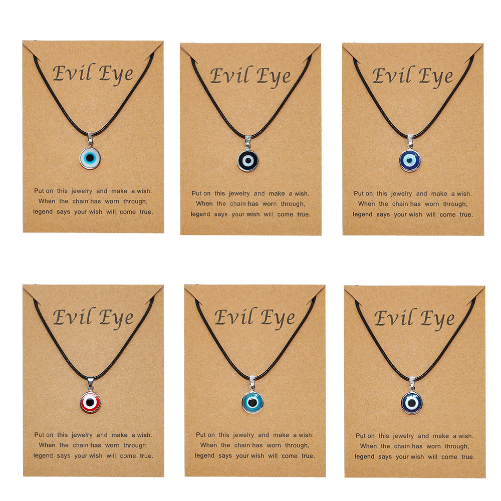 European and American Cross-Border Hot-Selling Silver-Edged Colorful Eyes Turkish Blue Eyes Pendant Necklace Simple and Versatile Necklace