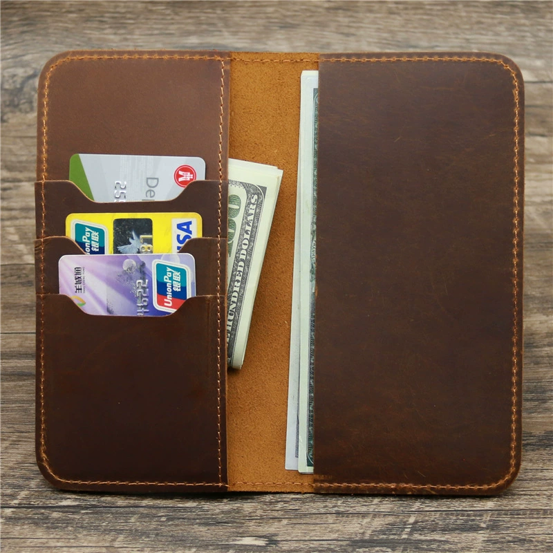 Long wallet, card holder, storage system, genuine leather