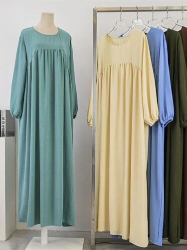Solid Color Pullover Long Robe Skirt