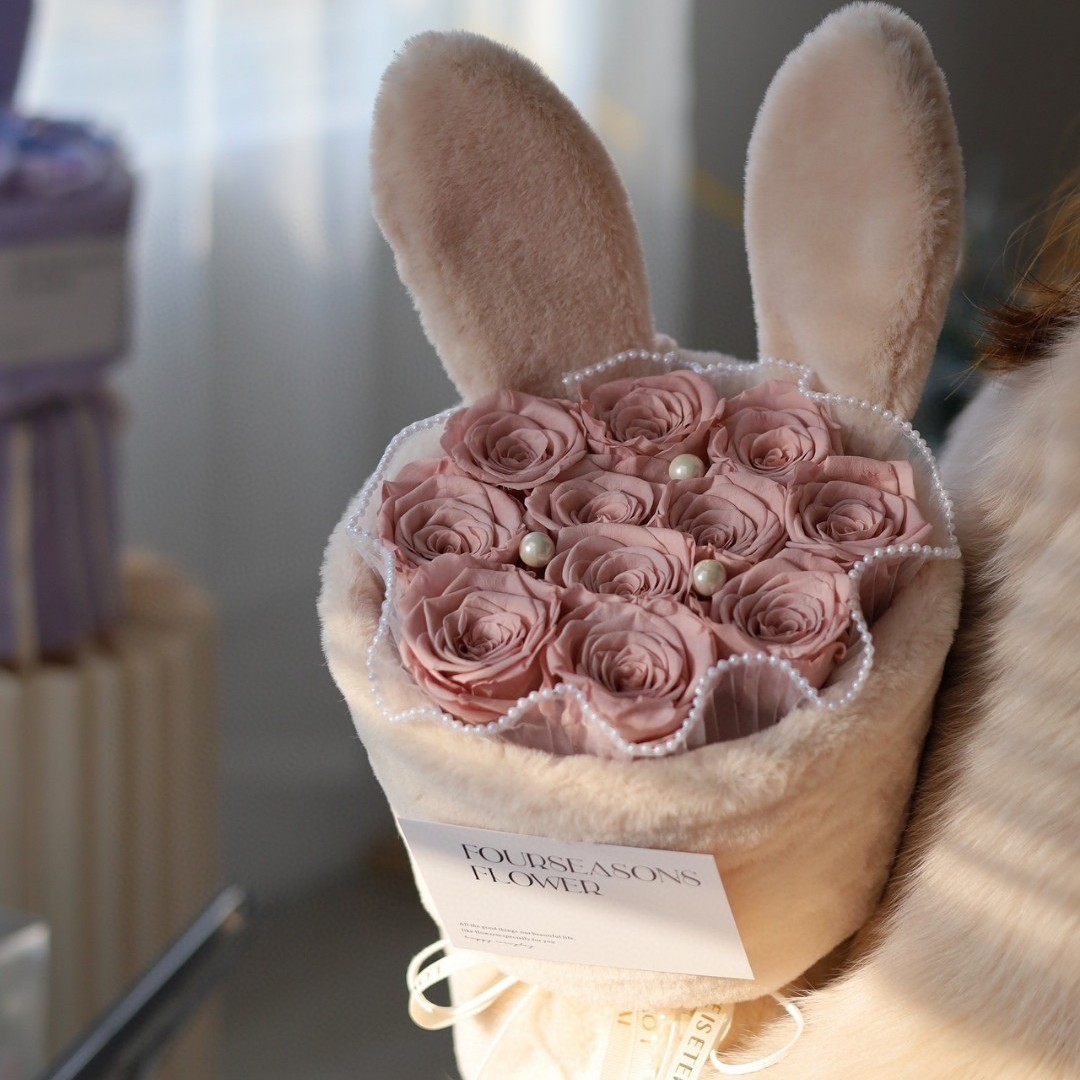 토끼 귀 꽃다발 11 카드 파우더