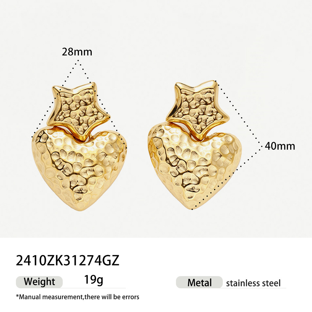 Tina Europa y los Estados Unidos transfronterizos INS viento red 18K oro acero inoxidable exagerado en forma de corazón pendientes de amor universal pendientes mujeres