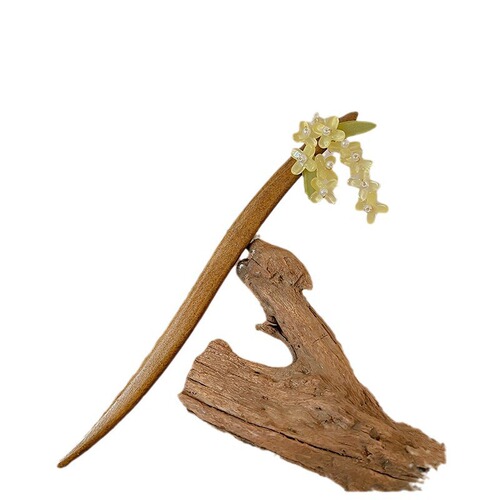 Super fairy temperament osmanthus fringe hairpin for women with bun hair, ball head, cheongsam, Hanfu hairpin, wooden hairpin on the back of the head, headdress