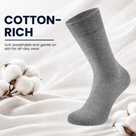 男士正装中筒袜棉Cotton无缝袜头加固脚跟脚尖罗纹袜口商务