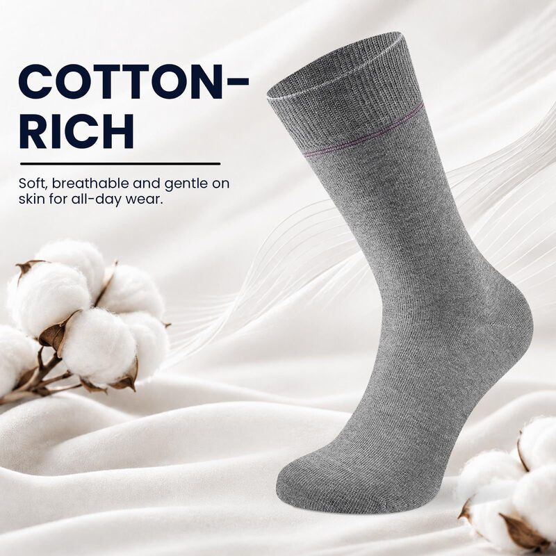Men's Formal Mid-Calf Socks, Cotton, Seamless Toe, Reinforced Heel and Toe, Ribbed Cuff, Business Men's Formal Mid-Calf Socks, Cotton, Seamless Toe, Reinforced Heel and Toe, Ribbed Cuff, Business