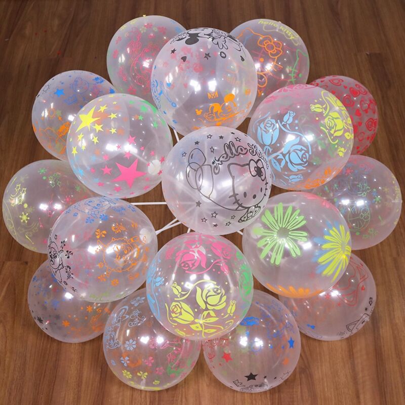 印花气球儿童玩具派对装饰透明乳胶波点气球12寸2.8g加厚乳胶透明