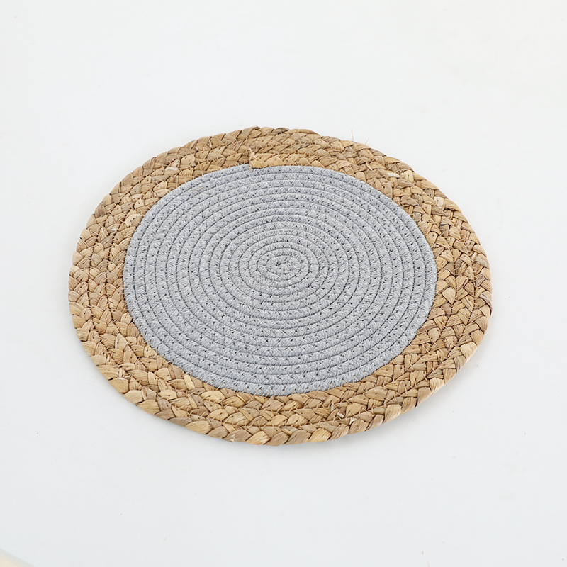 Picnic al aire libre espesado cattail tejido mantel aislamiento paja tejida hierba algodón hilo mantel nórdico hogar placemat