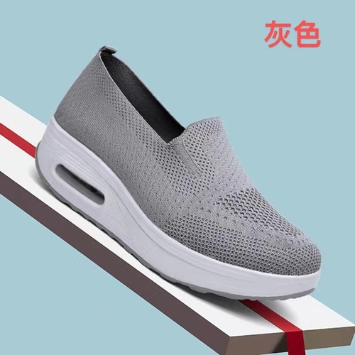 Cross-border large size rocking shoes for women thick-soled heightening sports and casual shoes for women slip-on fly mesh air-cushion walking shoes