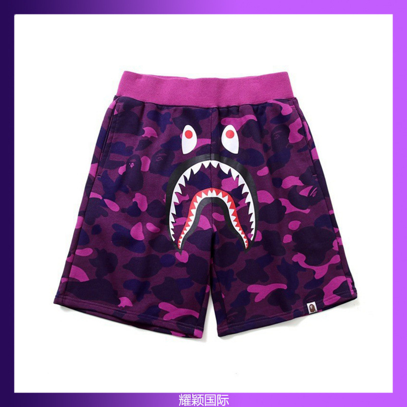 Cross-Border In-Stock Instant Delivery Bape Shark Camouflage Youth Casual Shorts Men's Pure Cotton Loose Sweatpants