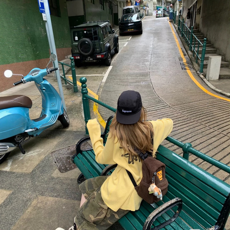【Distinctive from the market】stu 26ss chick yellow waffle long-sleeve unisex American-style sweatshirt