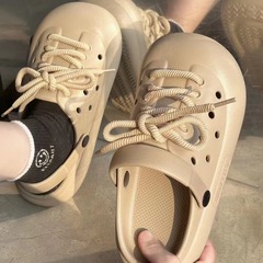 Women's Summer Outdoor EVA Sandals New Style Thick Sole Anti-Slip Lazy Slippers with Toe Cover Half Slippers for Driving