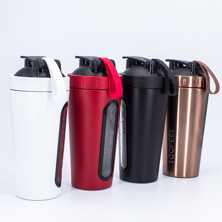 700Ml creative 304 stainless steel shake Cup with window gym protein powder meal replacement sports water cup in stock