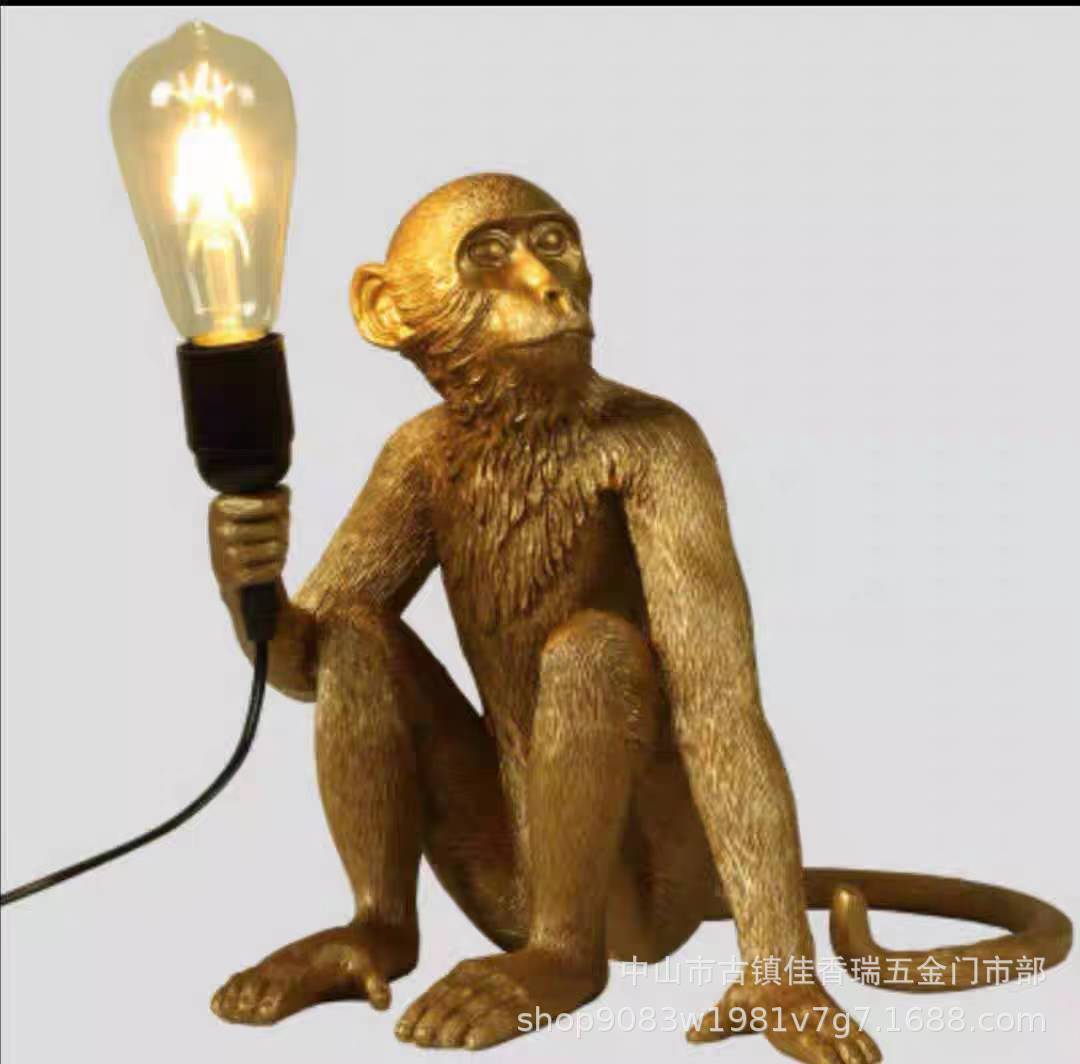 Nuevo producto resina nórdica luz nocturna música restaurante bar barbacoa lámpara decorativa animal mono lámpara de mesa lámpara de pie