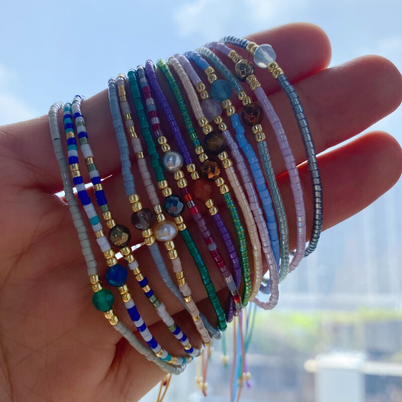 Japanese and Korean Sweet and Simple Accessories Miyuki Mixed Color Seed Beads Handmade Beaded Friendship Rope Semi-Precious Stone Bracelet Stackable Wear