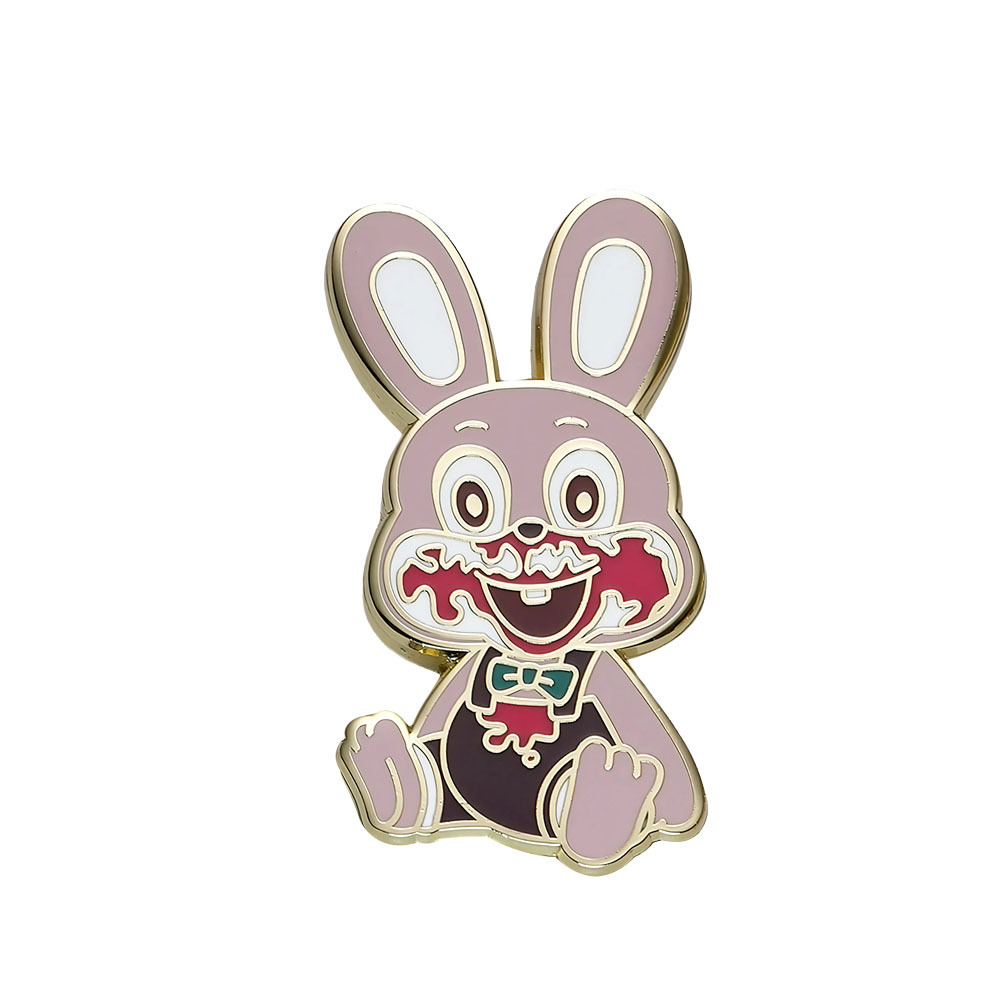 Game Peripheral Silent Hill Brooch Cute Cartoon Pink Rabbit Metal Brooch Collar Backpack Decoration