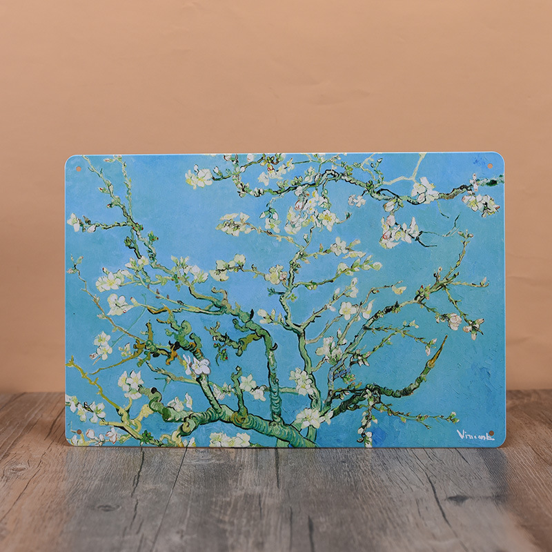 Pintura de hojalata pastoral Flor antigua retro Arte de hierro Pintura colgante pequeña Jardín al aire libre Balcón Decoración de pared Colgante transfronterizo